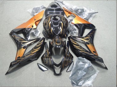 2004-2005 Black Gold Flame Honda CBR1000RR Bike Fairings UK Factory