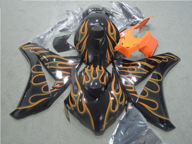 2008-2011 Black Orange Flame Honda CBR1000RR Motorcycle Fairings Kit UK Factory