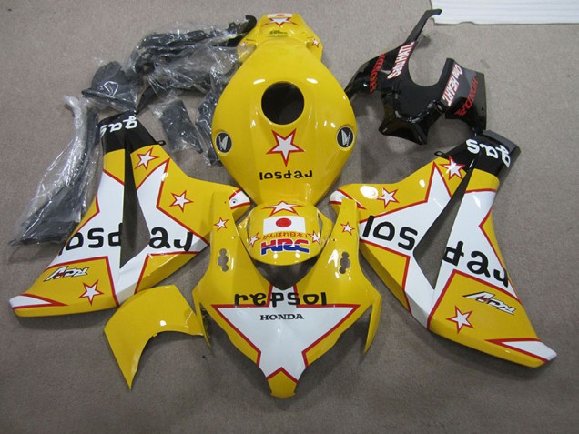 2008-2011 Yellow Repsol HRC Honda CBR1000RR Replacement Motorcycle Fairings UK Factory