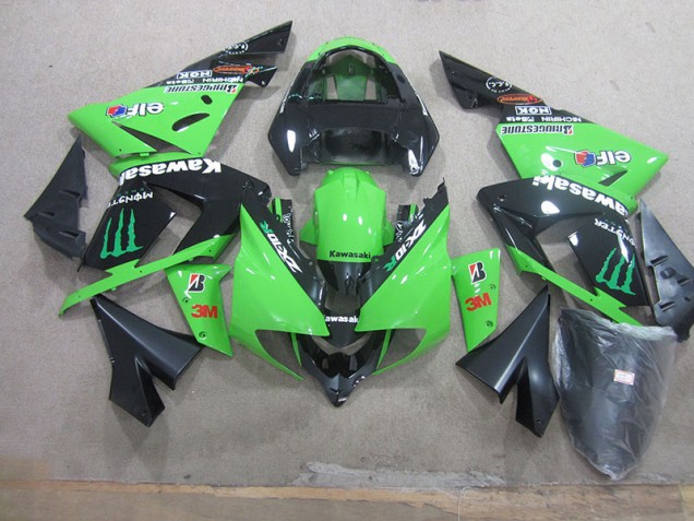 2003-2005 Black Green 3M Monster Kawasaki ZX10R Replacement Motorcycle Fairings UK Factory