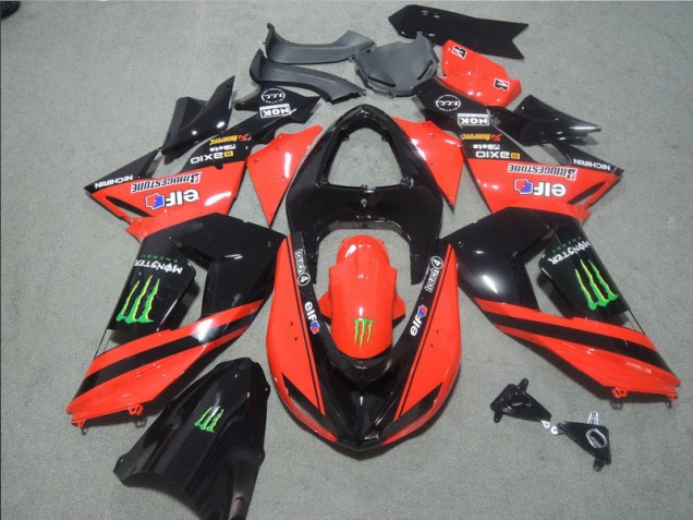 2006-2007 Black Red Touch4 Monster Kawasaki ZX10R Motorbike Fairing UK Factory