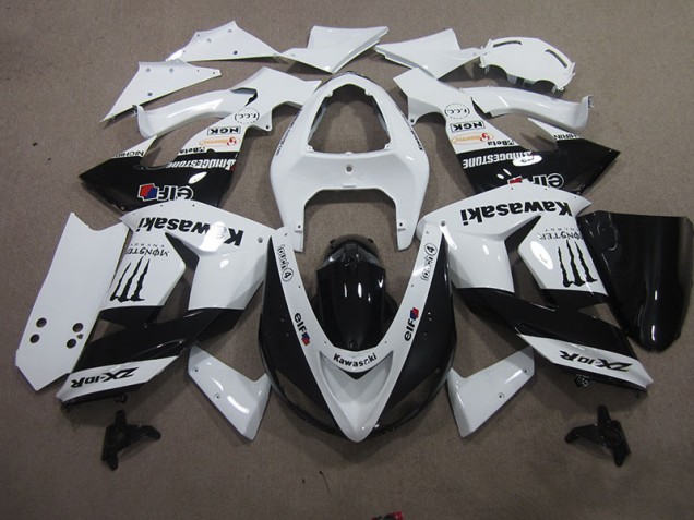 2006-2007 White Touch4 Monster Kawasaki ZX10R Bike Fairing Kit UK Factory