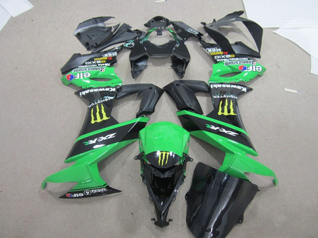 2008-2010 Black Green Monster Kawasaki ZX10R Bike Fairing Kit UK Factory