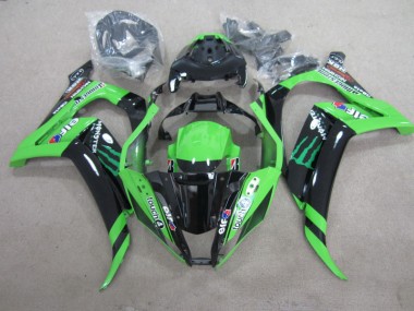 2011-2015 Black Green Touch4 Monster Kawasaki ZX10R Motorbike Fairing Kits UK Factory