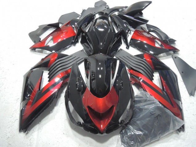 2006-2011 Black Red Kawasaki ZX14R ZZR1400 Motorcycle Fairings Kit UK Factory