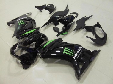 2008-2012 Black Green Monster Energy Kawasaki ZX250R Motorcycle Fairings Kit UK Factory