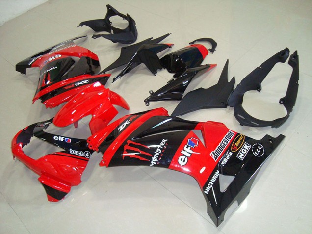 2008-2012 Black Red Monster Kawasaki ZX250R Bike Fairings UK Factory