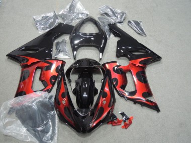 2005-2006 Black Red Kawasaki ZX6R Motorcycle Fairings UK Factory