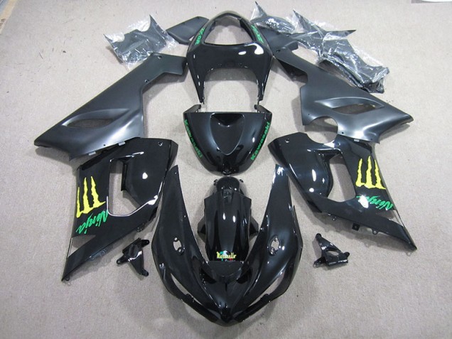 2005-2006 Black Green Ninja Kawasaki ZX6R Motorcycle Fairing Kits UK Factory