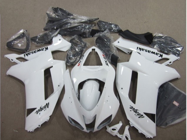 2007-2008 White Kawasaki ZX6R Bike Fairings UK Factory