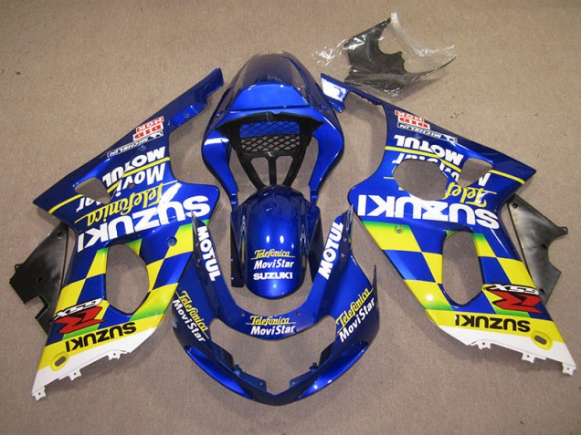 2000-2002 Blue Yellow Telefumica Movistar Suzuki GSXR1000 Motor Fairings UK Factory