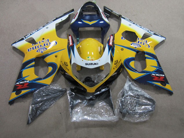 2000-2002 Yellow Blue Corona Extra Suzuki GSXR1000 Motorcycle Fairings Kit UK Factory