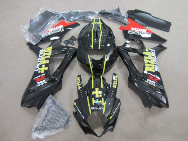 2007-2008 Black Yellow Rizla Suzuki GSXR1000 Bike Fairings UK Factory