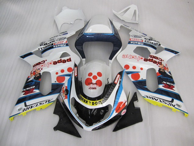 2001-2003 White Blue Dark Dog Suzuki GSXR600 Bike Fairings UK Factory