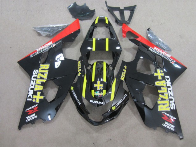 2004-2005 Black Yellow Rizla Suzuki GSXR600 Motorcycle Fairings Kit UK Factory