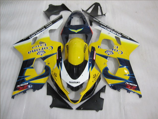 2004-2005 Yellow Blue Corona Extra Suzuki GSXR600 Bike Fairing UK Factory