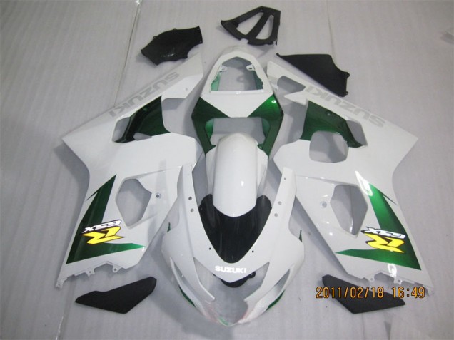 2004-2005 White Green Suzuki GSXR600 Motorbike Fairing Kits UK Factory