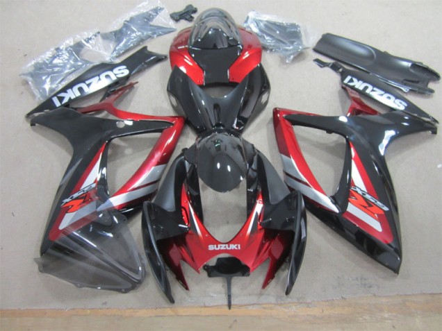 2006-2007 Black Red Suzuki GSXR600 Motorcycle Fairing Kits UK Factory