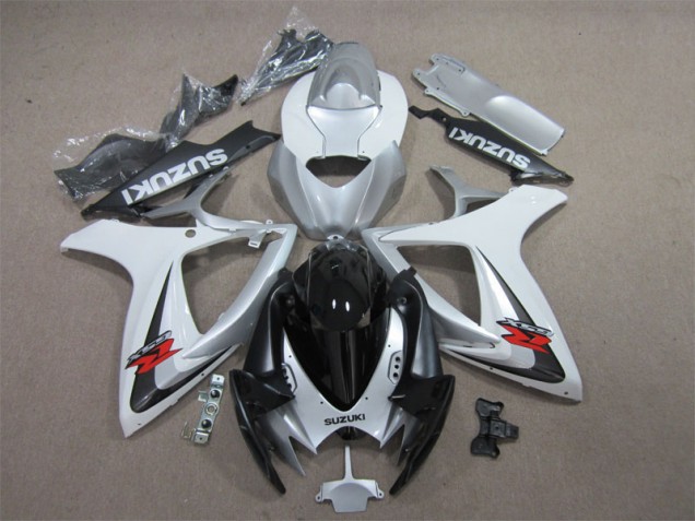 2006-2007 Black White Suzuki GSXR600 Motorcycle Fairing Kit UK Factory