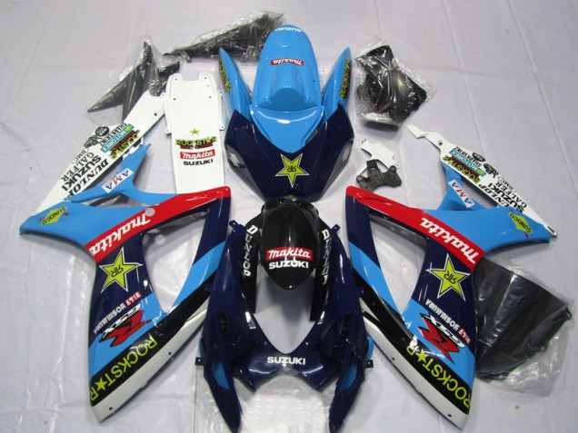 2006-2007 Blue White Rockstar Makita Suzuki GSXR600 Motor Bike Fairings UK Factory