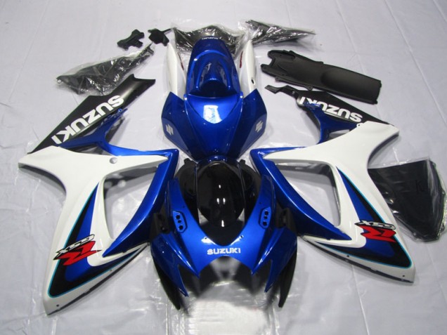 2006-2007 Blue White Suzuki GSXR600 Motorcycle Fairings Kits UK Factory