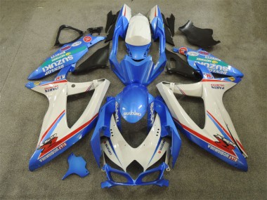 2008-2010 Blue White with Decals Suzuki GSXR600 Bike Fairing Kit UK Factory