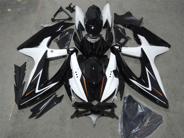 2008-2010 Black White Suzuki GSXR600 Bike Fairings UK Factory