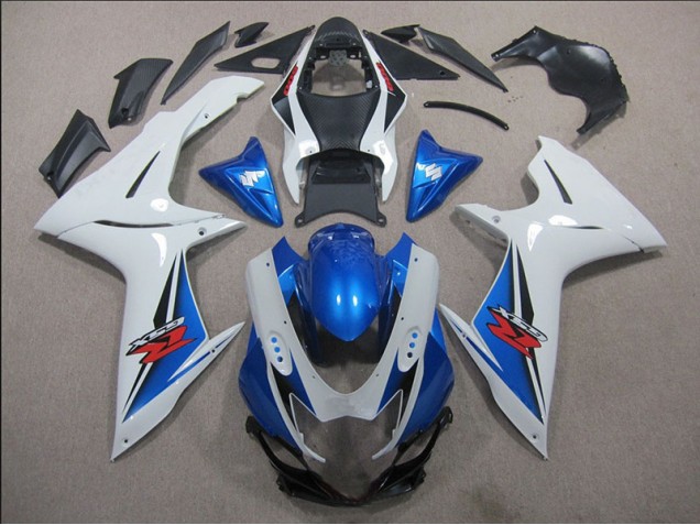 2011-2021 White Blue Suzuki GSXR600 Motorbike Fairing Kits UK Factory