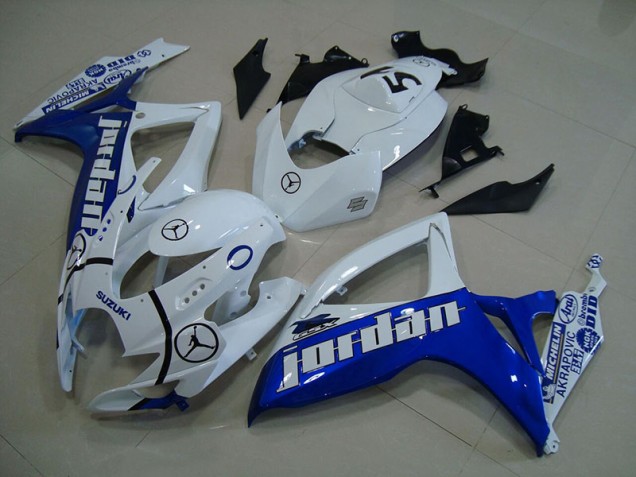 2006-2007 Blue White Jordan Suzuki GSXR750 Motorcycle Fairings Kits UK Factory