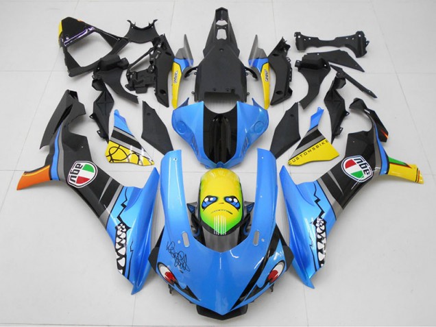 2015-2019 Blue Yellow Shark Yamaha YZF R1 Motorcycle Replacement Fairings UK Factory