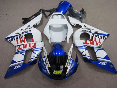 1998-2002 White Blue Fiat 46 Yamaha YZF R6 Motorcycle Fairings Kits UK Factory